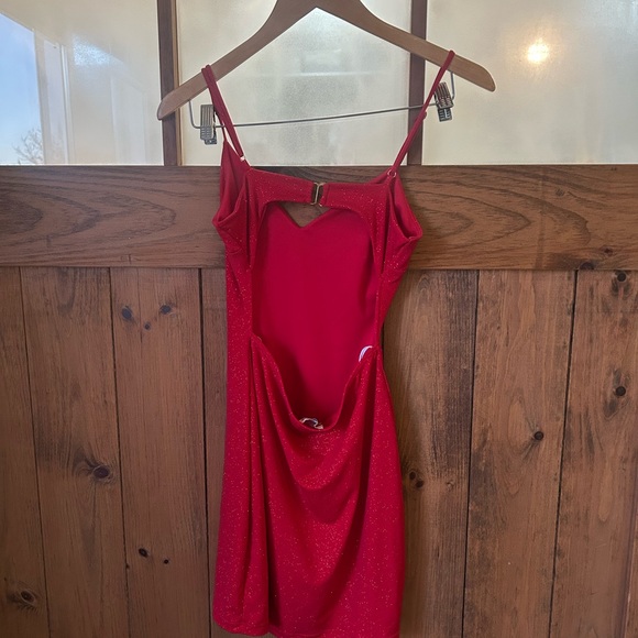 Lovely Day Red Sparkle Mini Slip Dress - Picture 3 of 4